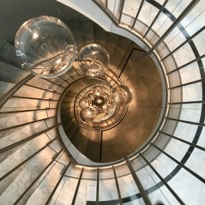 spiral staircase high angle photography
